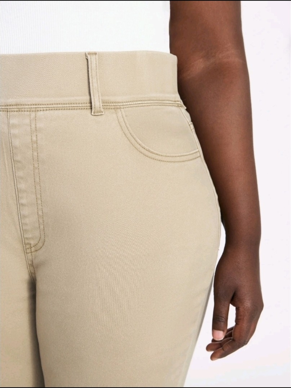Terra & Sky NEW Plus Size 3X Khaki Pull On Capri Jeggings Elastic Waist - Picture 4 of 7